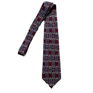 Vía Manzoni 100% silk red white and blue men’s tie made in the USA